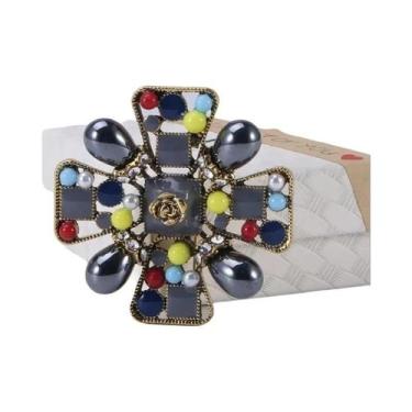 Imagem de Broche de Strass e Pérolas Barrocas Luxuoso para Vestido de Festa e Ca