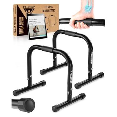 Imagem de PULLUP & DIP Fitness Parallettes, barras de parallette média para calistthenics, Crossfit e ginástica, barras de mão com alça extra larga e sem oscilação