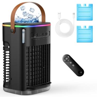 Imagem de AIRTHRYL Ventilador de ar condicionado portátil atualizado 2025, unidade CA portátil 5 em 1 | ventilador | umidificador | refrigerador | 3 névoas frias | 7 luzes noturnas com controle remoto, tanque