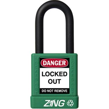 Imagem de Zing Green Products 7034 Cadeado de segurança RecycLock, chave diferente, verde, grilhão de 3,5 cm, corpo de 3,5 cm