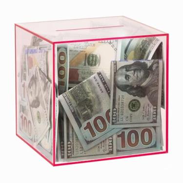 Imagem de Cofrinho transparente para adultos/crianças, caixa de dinheiro de acrílico para economia de moedas, deve quebrar para abrir, pote de economia de dinheiro para adultos, meninos, meninas, tamanho 12 cm