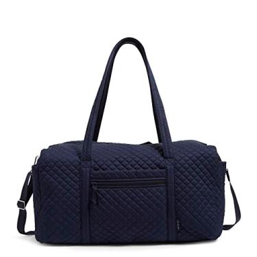 Imagem de Vera Bradley Bolsa esportiva feminina de algodão grande para viagem, Azul-marinho verdadeiro, One Size