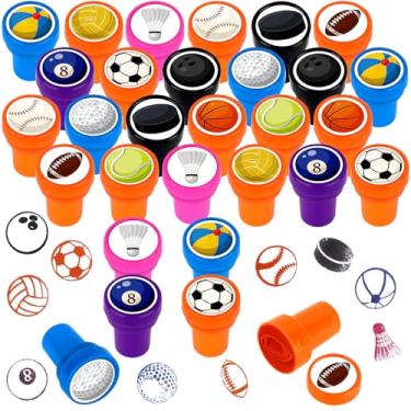 Imagem de 24 peças de carimbos temáticos esportivos para meninos e meninas, futebol, basquete, beisebol, futebol, selos, para esportes, lembrancinhas de festa de aniversário, guloseimas para sala de aula (12