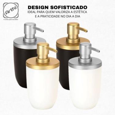 Imagem de Porta Sabonete Líquido Premium Original Arthi 500ml, Branco/Cromo Fosc