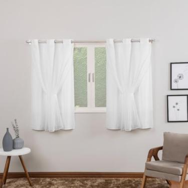 Imagem de Cortina com Voil Sala ou Quarto Fina 2,80m x 1,80m Microfibra 170 Fios Cores Vivas (BRANCO)