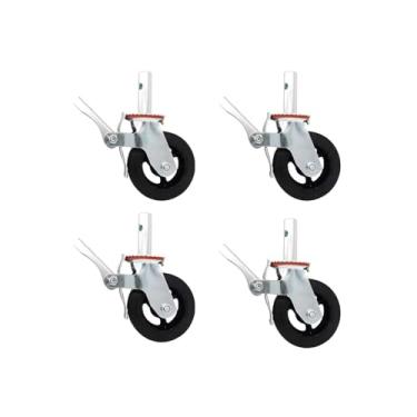 Imagem de Kit 4 Rodízios Rodas Para Andaime Giratórias Rodinhas C Trava P/Andaime Até 1600kg