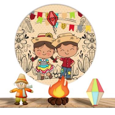 Imagem de Painel Redondo 1,50m + 03 Totens Display MDF 25cm Festa Junina (PD-FJN0003)