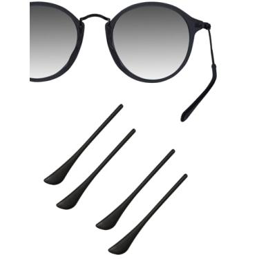 Imagem de HILEEN 2 pares de meias de substituição para óculos de sol RayBan Aviator RB3025 RB3026 RB3029 RB3136 RB3044 RB3362 RB8052 RB8054, 2 pares pretos, 16