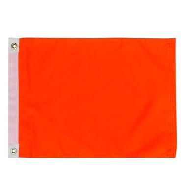 Imagem de Flagolden Pequena bandeira laranja 30,5 x 45,7 cm para UTV ATV, bandeira de segurança laranja brilhante visível resistente, bandeiras de aviso para barcos com 2 ilhós de latão