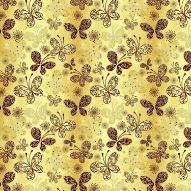 Imagem de Papel De Parede Amarelo Dourado Borboleta Autocolante Quarto
