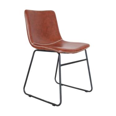 Imagem de Cadeira Estofada Em Couro Oxford Fratini Móveis Conhaque