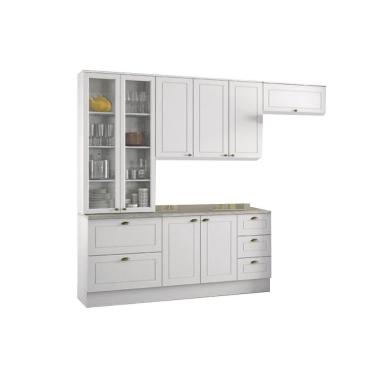 Imagem de Kit De Cozinha Modulada 5pçs (2 Armários + 1 Balcão + 1 Paneleiro + 1 Complemento) C5P14 Branco Henn