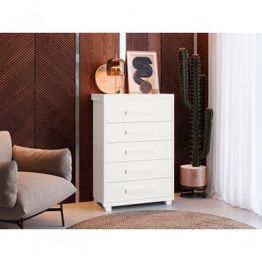 Imagem de Cômoda Paris 5 Gavetas Mdf Com Pés De Madeira Camas Fenix