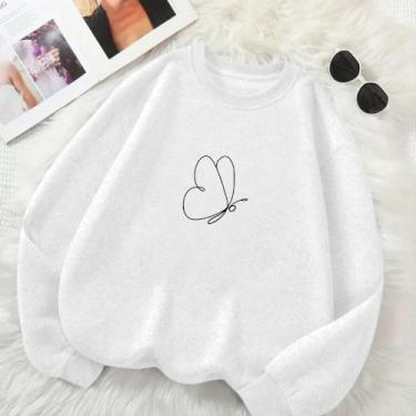 Imagem de Moletom GOLA CARECA Feminino Estamp Borboleta Delicada Fofo Look Fashi