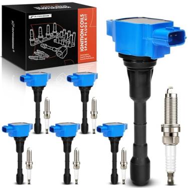 Imagem de A-Premium (azul) Conjunto de 12 bobinas de ignição e velas de ignição irídio compatíveis com Nissan 370Z 2009-2020 e Infiniti FX37, EX37, 2013, G37 2008-2013, M37, Q40, Q50, Q60, Q70, Q70L, QX50, QX70