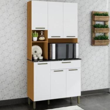 Imagem de Kit Armário Cozinha Compacta Tannat 6 Portas e 1 Gaveta - Faura, Amend