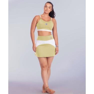 Imagem de Conjunto Esportivo Feminino De Beach Tennis Bicolor Top Alças Duplas C