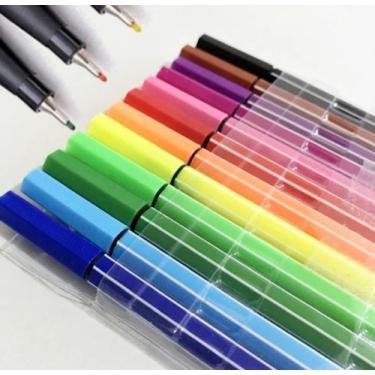 Imagem de Kit 6/12/24 cores Canetas Fine Line Ponta Fina Tipo Stabilo Estampa Co
