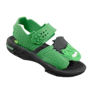 Imagem de Sandália Confortavel Infantil Menino Herois com Tiras Ajustáveis (Verde, BR, Criança de 4 a 8 anos, Faixa Numérico, M, 27, 28)