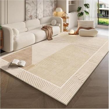 Imagem de Tapete de veludo cristalino simples estilo creme para sala de estar, mesa de centro, decoração de quarto, tapete para estudo e vestiário (100x150 cm, 40x59 polegadas/SJR-13)