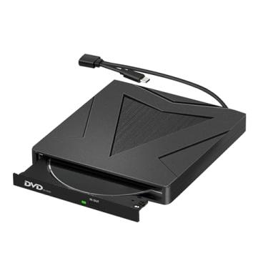 Imagem de DBEIXIWEI Unidade óptica externa CC 5V Dual USB3.0 e Tipo-C para transferência de dados estável de 5 Gbps DVD CD VCD Disc Reader Writer para PC