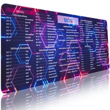 Imagem de Bloss Tapete de mouse Excel, Cyberpunk Excel Cheat Sheetpad de mesa, teclas de atalho Excel, mouse pad antiderrapante com bordas costuradas, tapete de teclado (80 cm × 30 cm x 0,3 cm)