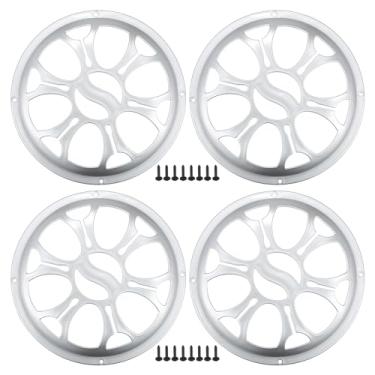 Imagem de ACROPIX Capa universal para grades de alto-falante de carro de 20,3 cm, capa protetora de subwoofer com parafusos de montagem ABS prateado - pacote com 4