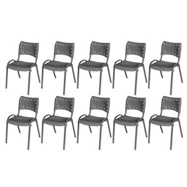 Imagem de Cadeira Iso Base Preto Escola, Escritório Preto - Kit 10 Un