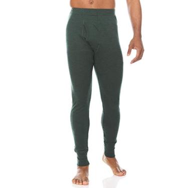 Imagem de Calça masculina 100% lã merino com camada de base de peso médio - calça longa multiuso - roupa íntima térmica - camada de base masculina para caminhada - camada de base masculina - verde floresta -