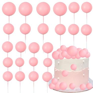 Imagem de Gyufise 30 peças de topo de bolo, enfeite de bolo faça você mesmo, enfeite de bola, palitos de bola, enfeite de cupcake para festa de aniversário, chá de bebê, decoração de bolo de casamento, rosa