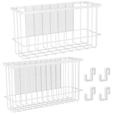 Imagem de NiHome organizadores de cesta de metal magnético 2 unidades de armazenamento médio e pequeno e versátil para cozinha e escritório comporta até 14 libras, fácil fixação na geladeira ou em qua