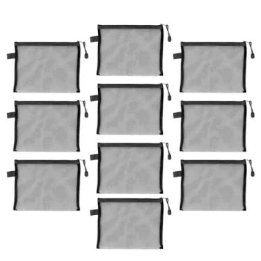 Imagem de TOPINCN Bolsas de Malha de Malha de 10pcs, Nylon A5 Tamanho de Documentos Claros Pastas de Organizador de Documentos, Sacolas de Armazenamento de Documentos Multiuso Transparentes para (BLACK)