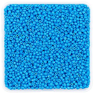 Imagem de Contas de semente de 3 mm opacas brancas cerca de 5000 peças/150 gramas 8/0 pequenas contas de artesanato para colares de pulseira DIY suprimentos para fabricação de joias (azul - tamanho 3 mm)