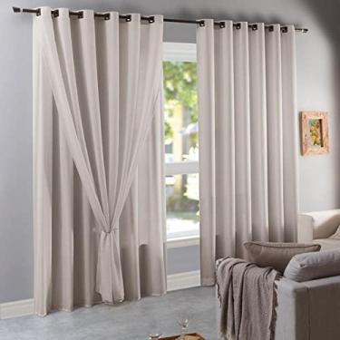 Imagem de Cortina Voil Trabalhado Rustik, Branyl, Altura 2.30 m x Largura 2.64 m, Bege