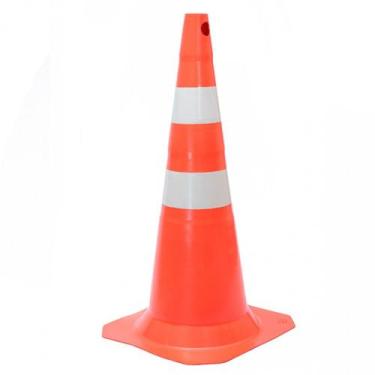 Imagem de Cone plástico para sinalização 75 cm com 2 faixas RM-41 - MultiMarcas