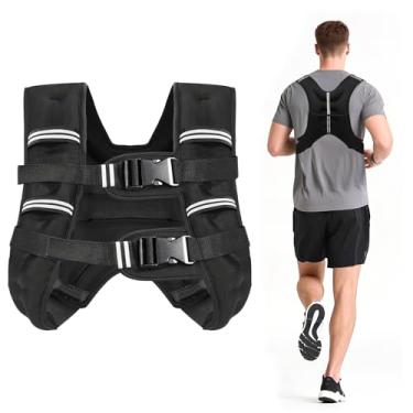 Imagem de Colete ponderado de 9 kg com duas tiras de ajuste para homens e mulheres, colete de peso com listras refletivas para treino, treinamento de força, corrida, fitness, musculação, perda de peso