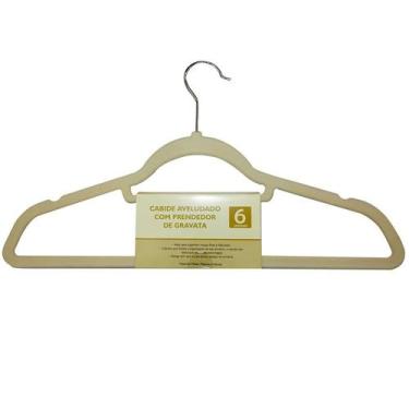 Imagem de Kit 6pcs Cabide Aveludado C/ Suporte Central - CleanHome, Marfim
