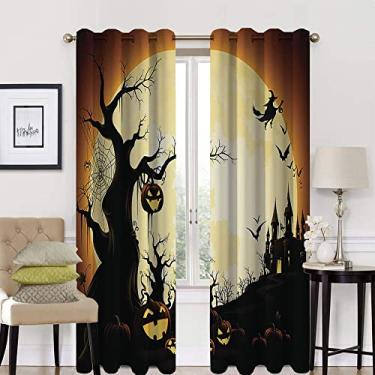 Imagem de Cortina blackout 90% de Halloween, padrão de estilo Halloween, tratamento de sombreamento completo, cortina de isolamento de cozinha, L 132 x C 182 cm
