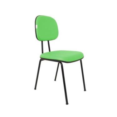Imagem de Cadeira Fixa Secretaria Bolt - Maiart, Couro Sintetico Corano, Verde