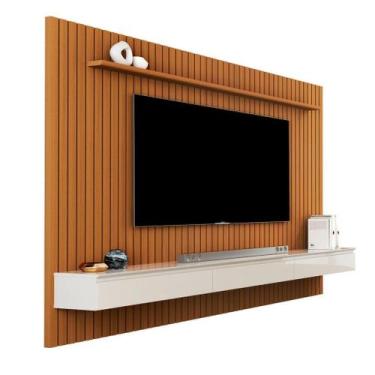 Imagem de Home Suspenso AS Ripado 2.17m Para TV Até 75'' Polegadas Cor Cedro / O