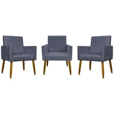 Imagem de Kit 3 Poltronas Decorativas Confortáveis para Sala Mari Suede Cores