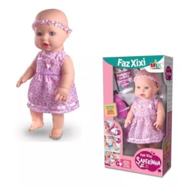 Imagem de Boneca Baby Faz Xixi Sapekinha, com Mamadeira e Fralda, Brinquedos Milk