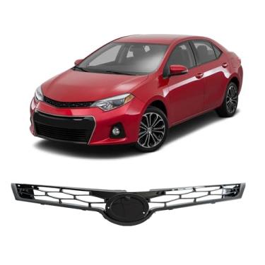 Imagem de SHELITA Grade Dianteira Superior Compatível Com Toyota Corolla S 2014, 2015 E 2016, Preta Brilhante De Substituição 53111-02770