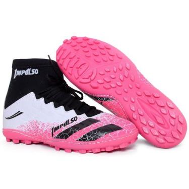 Imagem de Chuteira society botinha campo sintetico - IMPULSO, Branco pink, 41
