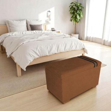 Imagem de Recamier Puff Baú Organizador no Boucle com Cinto Preto - SRJ MÓVEIS, 