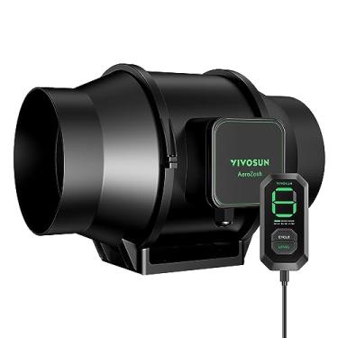 Imagem de VIVOSUN Ventilador de duto em linha AeroZesh S6 15.2 cm 405 CFM com controlador de velocidade E12, ventilador EC totalmente programável controlado por PWM para ventilação de barraca de cultivo