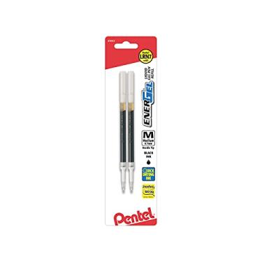 Imagem de Pentel® Recargas de caneta de gel líquido EnerGel®, ponta agulha, 0,7 mm, tinta preta, pacote com 2
