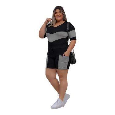 Imagem de Conjunto Feminino Blusa Shorts Blogueirinha Tendência Moda - Dona Moça