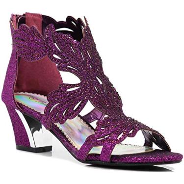 Imagem de Lime03N sandália gladiadora feminina bico aberto salto médio casamento strass salto plataforma, Roxa, 9