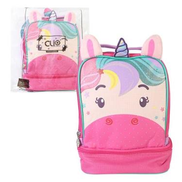Imagem de Clio Lancheira Térmica Unicórnio Infantil, 18x23x10cm, 5L, Rosa e Roxo